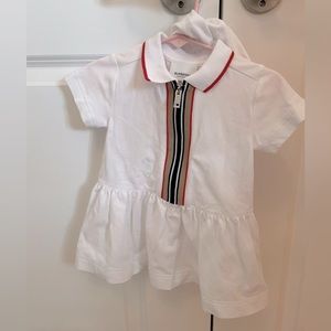 Burberry White Icon Stripe Baby Dress 9M